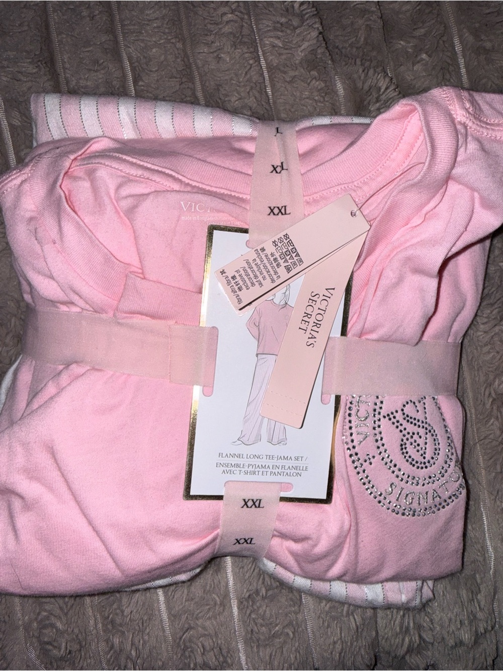 Victoria’s Secret Pink Rhinestone stripe Pajama Set XXL NWT - Picture 3 of 3